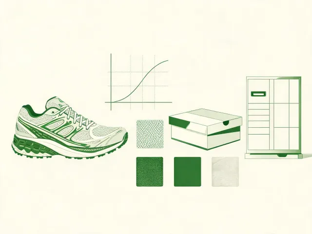 Illustration connecting footwear requirements, size quantities and US receiving destination